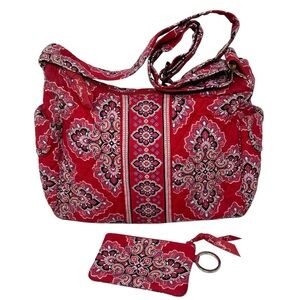 Vera Bradley Frankly Scarlet Shoulder Bag Crossbody Purse Coin Pouch Bundle